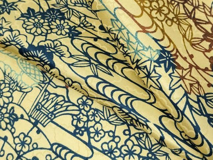 平和屋着物▽上質な小紋　単衣　型染め　流水花文　松竹梅　正絹　逸品　DABL4048cd