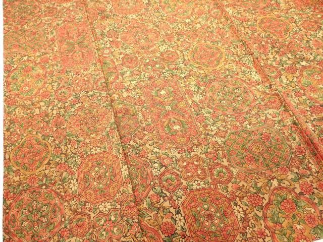 平和屋着物▽上質な小紋　単衣　飾花文　正絹　逸品　DABL4060cd
