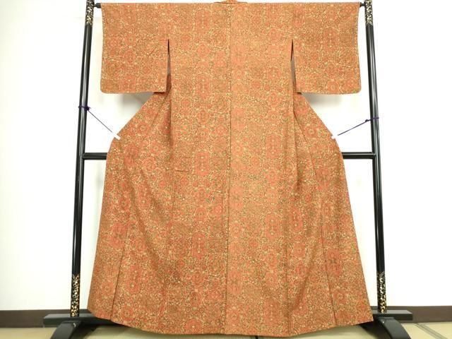 平和屋着物▽上質な小紋　単衣　飾花文　正絹　逸品　DABL4060cd
