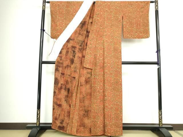 平和屋着物▽上質な小紋　単衣　飾花文　正絹　逸品　DABL4060cd