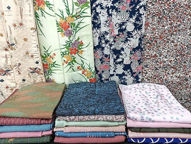平和屋着物■着物 小紋 単衣 まとめて 20点 向い蝶 風景 花柄 型染 暈染 洗える着物 和服 ハンドメイド リメイク 生地 未使用品有 mmm1642