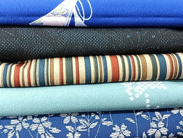 平和屋着物■着物 小紋 単衣 まとめて 20点 蝶 花柄 金彩 洗える着物 和服 ハンドメイド リメイク 生地 未使用品あり mmm1643