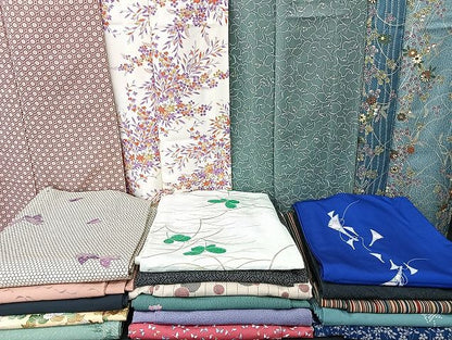 平和屋着物■着物 小紋 単衣 まとめて 20点 蝶 花柄 金彩 洗える着物 和服 ハンドメイド リメイク 生地 未使用品あり mmm1643