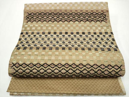 平和屋着物●八寸名古屋帯　花織　横段文　正絹　逸品　CABN8082hy