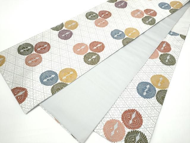 平和屋着物●六通柄袋帯　唐織　向かい鳥花菱文　正絹　逸品　CABN8117hy