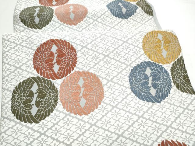 平和屋着物●六通柄袋帯　唐織　向かい鳥花菱文　正絹　逸品　CABN8117hy