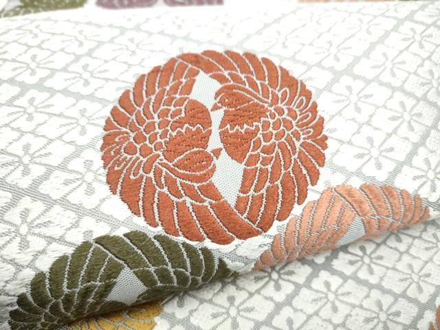 平和屋着物●六通柄袋帯　唐織　向かい鳥花菱文　正絹　逸品　CABN8117hy