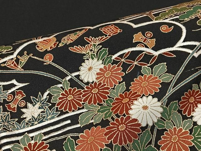 平和屋着物■豪華黒留袖　駒刺繍　流水飛鶴松文　金彩　鈴乃屋扱い　正絹　逸品　CABN9203ua