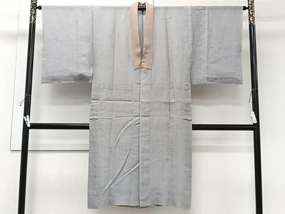 平和屋着物＊夏物　男性　長襦袢　紗　白鼠色　麻　逸品　未使用　CABN7015xi