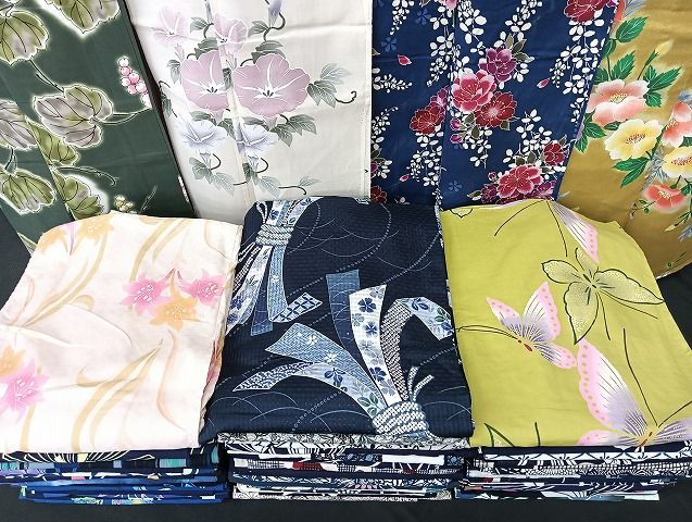 平和屋着物■浴衣 まとめて 45点 蝶 朝顔 花柄 注ぎ染め 暈し染め など 着用可能多数 未使用品あり mmm1657