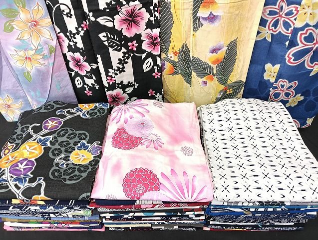 平和屋着物■浴衣 まとめて 45点 朝顔 花柄 綿絽 綿紅梅 注ぎ染め 暈し染め など 着用可能多数 未使用品あり mmm1655