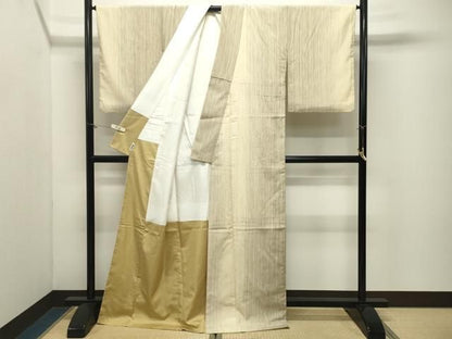 平和屋着物●本塩沢　縞　正絹　逸品　CABM5347gh