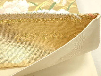 平和屋本店▼六通柄袋帯　唐織　几帳花車文　純金箔24ｋ使用　正絹　逸品　DABK5850sf