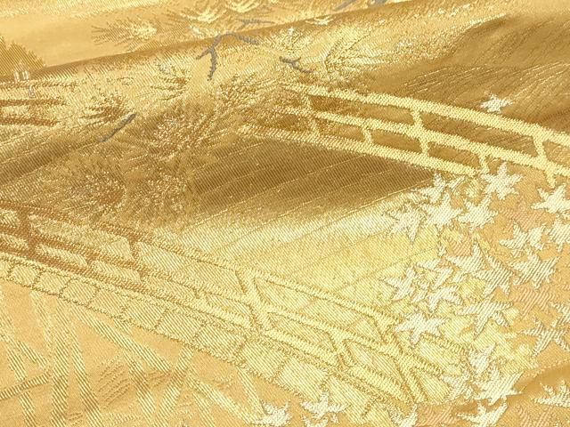 平和屋本店▼六通柄袋帯　京乃里右代錦　純銀純金箔　正絹　逸品　DABK5881sf