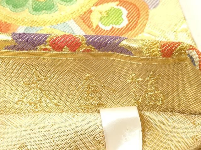 平和屋本店▼唐織・西陣の老舗・名門・藤原織物　六通柄袋帯　手織　蜀江正倉院花文　本金箔　正絹　逸品　DABK5882sf