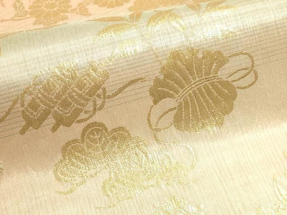 平和屋本店▼全通柄袋帯　有職　草花文　本金箔　正絹　逸品　DABK5849sf