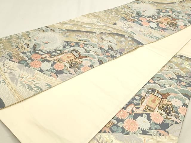 平和屋本店▼六通柄袋帯　唐織　九百錦　秀峰平安文様　24ｋ純金箔錦　正絹　逸品　DABK5885sf