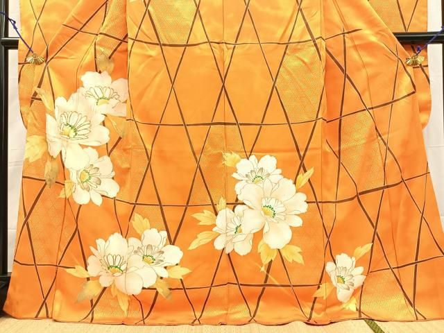 平和屋着物■豪華振袖　駒刺繍　籠目花文　金彩　正絹　逸品　BAAY9484yc