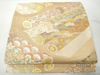 平和屋着物●六通柄袋帯　唐織　古綾錦　金糸　正絹　逸品　CABN8268hy