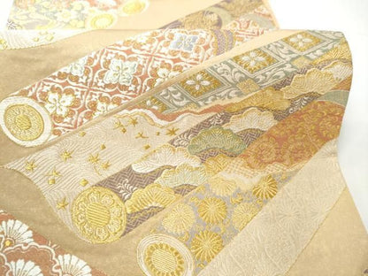 平和屋着物●六通柄袋帯　唐織　古綾錦　金糸　正絹　逸品　CABN8268hy