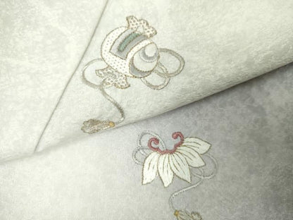 平和屋着物▽訪問着　単衣　総刺繍　宝尽くし　暈し染め　金銀糸　ロング丈　正絹　逸品　DABL4150cd