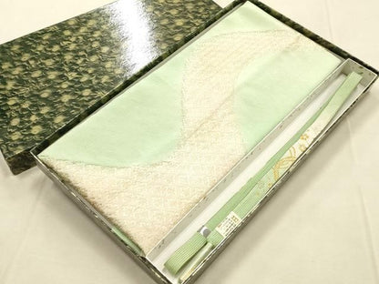 平和屋本店●和装小物　帯締め・帯揚げセット　高麗組 綾出し　流水吉祥文　三分金糸　暈し染め　正絹　逸品　未使用　AABL9561ay