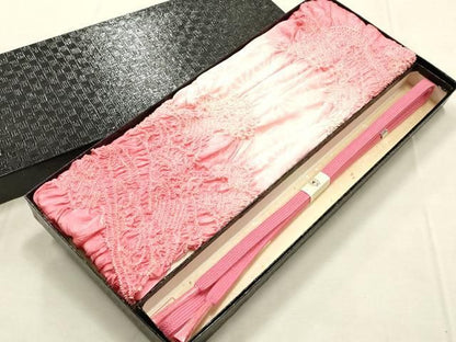 平和屋本店●和装小物　帯締め・帯揚げセット　千晃　平組　柄絞り　流水花文　暈し染め　正絹　逸品　未使用　AABL9562ay