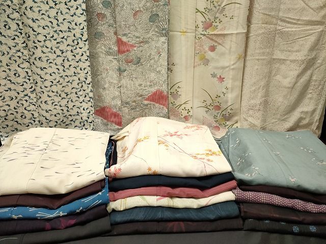 平和屋本店■夏物 小紋 絽 紗 まとめて20点 蝶 松竹梅 手描き 花柄 着用可能多数 全て正絹 se0067