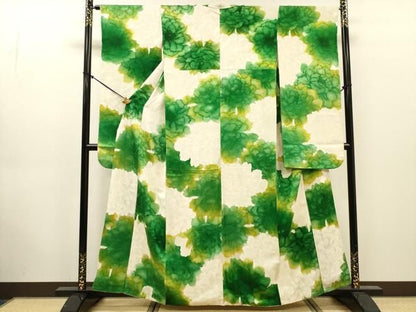 平和屋着物●豪華振袖　地紋起こし　草花文　正絹　逸品　DABL2399fe