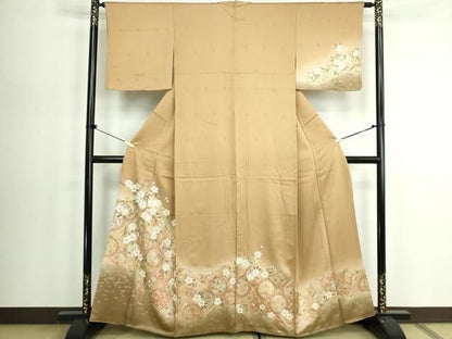 平和屋着物●訪問着　天井花丸文　枝垂れ桜　暈し染め　金彩　正絹　逸品　未使用　DABL4229cd
