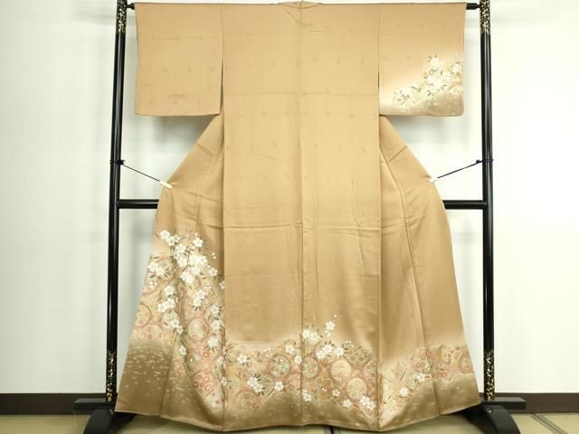 平和屋着物●訪問着　天井花丸文　枝垂れ桜　暈し染め　金彩　正絹　逸品　未使用　DABL4229cd