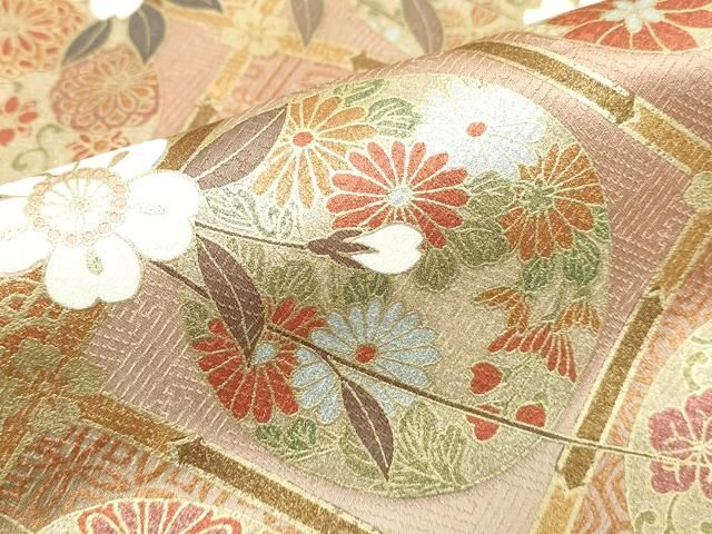 平和屋着物●訪問着　天井花丸文　枝垂れ桜　暈し染め　金彩　正絹　逸品　未使用　DABL4229cd