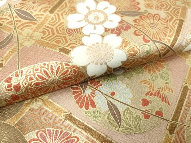 平和屋着物●訪問着　天井花丸文　枝垂れ桜　暈し染め　金彩　正絹　逸品　未使用　DABL4229cd