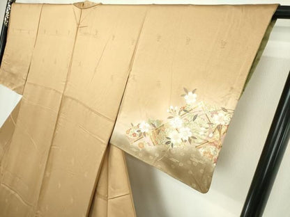 平和屋着物●訪問着　天井花丸文　枝垂れ桜　暈し染め　金彩　正絹　逸品　未使用　DABL4229cd