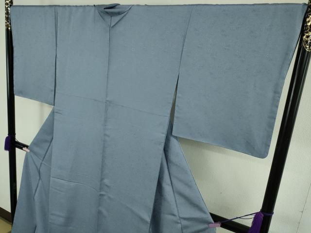 平和屋本店●希少　1897年創業 名門岡野 本場筑前博多織 千年工房　色無地　舞花地紋　青藤色　証紙付き　逸品　未使用　DZAB7039kh6