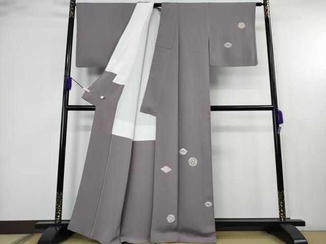 平和屋本店●極上　山口静樹　山口美術織物　訪問着　唐錦御衣　菱の丸聚文　紫鼠色地　冊子付き　逸品　DZAB6739kh6
