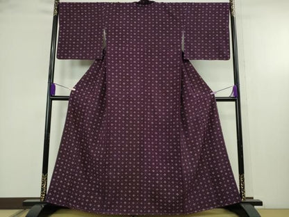 平和屋本店●極上　岩手の匠　草紫堂　南部絞り　紫根染　綿　菱並べ　逸品　未使用　DZAB5904kh6