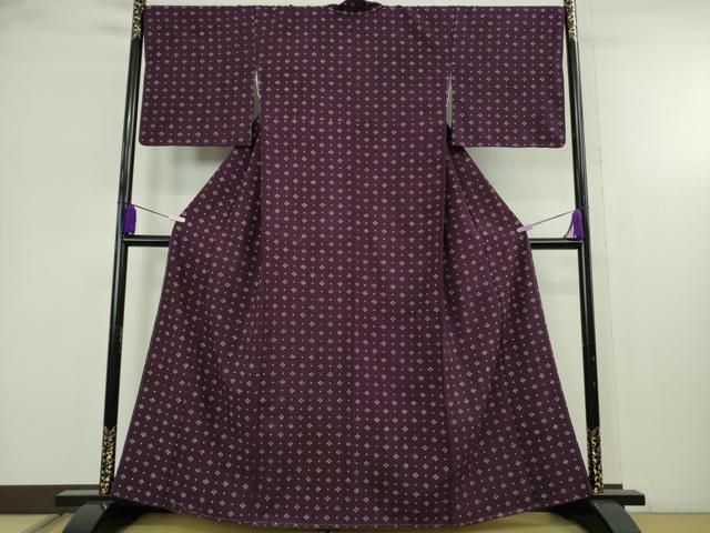 平和屋本店●極上　岩手の匠　草紫堂　南部絞り　紫根染　綿　菱並べ　逸品　未使用　DZAB5904kh6