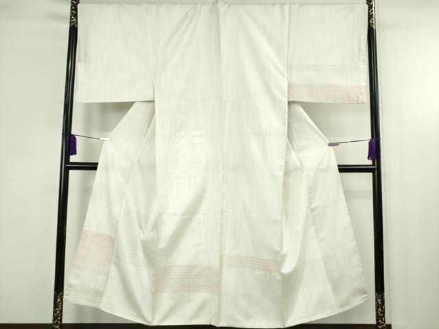 平和屋本店●極上　男性　本場大島紬　白大島　訪問着　キングサイズ　横段文　逸品　未使用　DZAB6828kh6