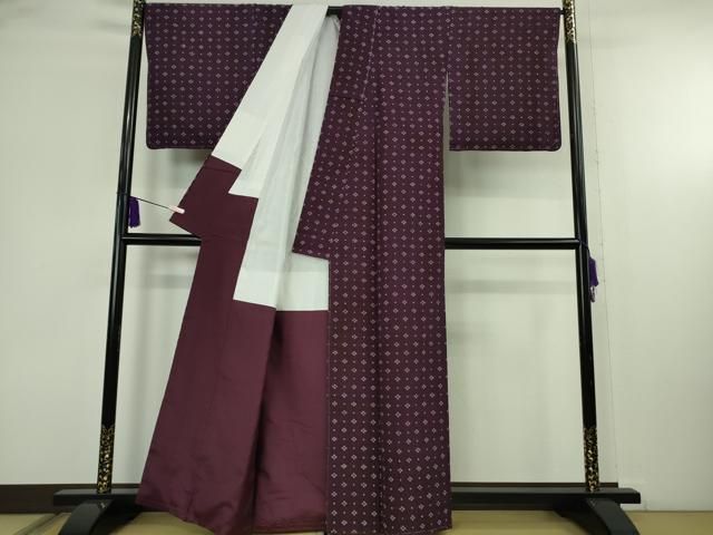 平和屋本店●極上　岩手の匠　草紫堂　南部絞り　紫根染　綿　菱並べ　逸品　未使用　DZAB5904kh6