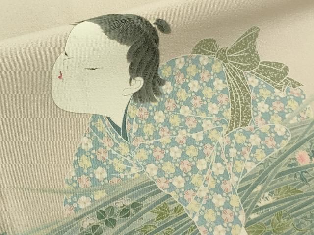 平和屋本店●極上　加賀友禅の巨匠　初代　由水十久　訪問着　童子　灰梅色地　ますいわ屋扱い　逸品　DZAB6743kh6