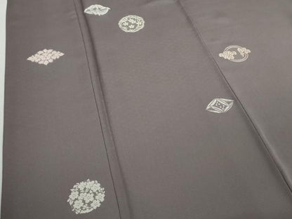 平和屋本店●極上　山口静樹　山口美術織物　訪問着　唐錦御衣　菱の丸聚文　紫鼠色地　冊子付き　逸品　DZAB6739kh6
