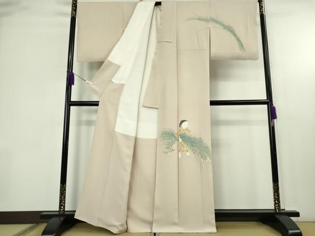 平和屋本店●極上　加賀友禅の巨匠　初代　由水十久　訪問着　童子　灰梅色地　ますいわ屋扱い　逸品　DZAB6743kh6