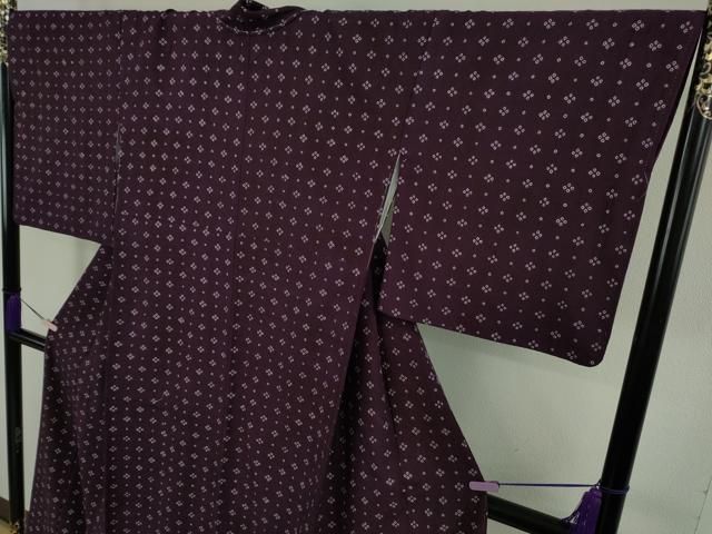 平和屋本店●極上　岩手の匠　草紫堂　南部絞り　紫根染　綿　菱並べ　逸品　未使用　DZAB5904kh6