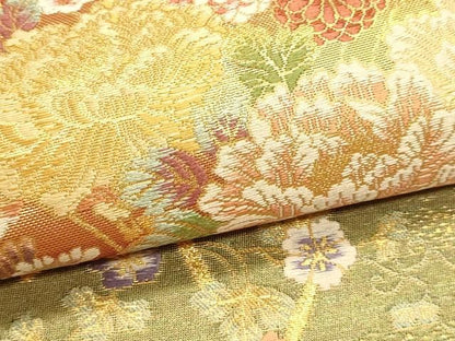 平和屋本店▼六通柄袋帯　花車流水文　本金箔　正絹　逸品　DABK5950sf