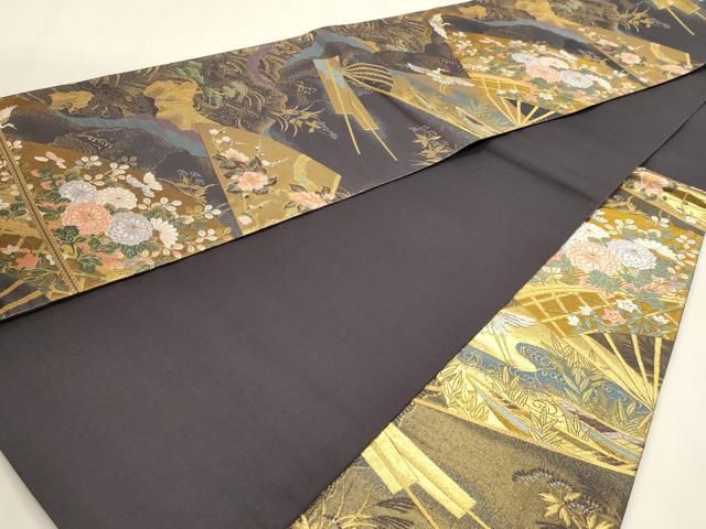 平和屋本店▼六通柄袋帯　唐織　九百織　京百景　本金箔　正絹　逸品　DABK5974sf