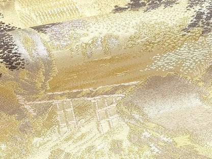平和屋本店▼六通柄袋帯　清滝の四季　弐拾四金箔錦　正絹　逸品　DABK5992sf