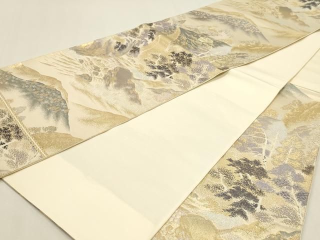 平和屋本店▼六通柄袋帯　清滝の四季　弐拾四金箔錦　正絹　逸品　DABK5992sf