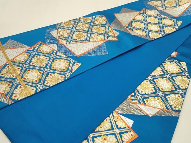 平和屋本店▼六通柄袋帯　色紙正倉院花文　純金箔24ｋ　正絹　逸品　DABK6000sf