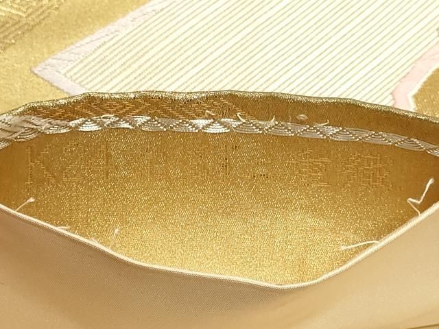 平和屋本店▼六通柄袋帯　唐織　正倉院花文　ｋ24金箔二重織　正絹　逸品　DABL7579sf